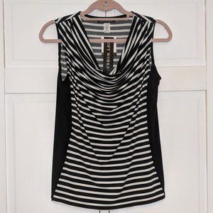 Black and White Striped Cowl Neck Tank Top NWT